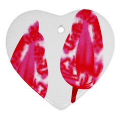 A Pair Of Red Leaves On A Black Background Ornament (heart) by catchydesignhill