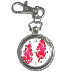 A Pair Of Red Leaves On A Black Background Key Chain Watches by catchydesignhill