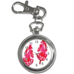 A Pair Of Red Leaves On A Black Background Key Chain Watches Front