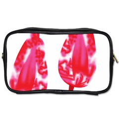 A Pair Of Red Leaves On A Black Background Toiletries Bag (two Sides) by catchydesignhill