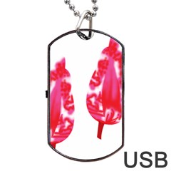 A Pair Of Red Leaves On A Black Background Dog Tag Usb Flash (one Side) by catchydesignhill