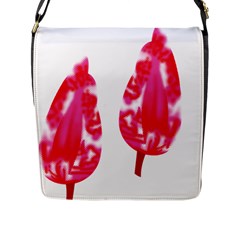 A Pair Of Red Leaves On A Black Background Flap Closure Messenger Bag (l) by catchydesignhill