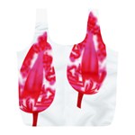 A Pair Of Red Leaves On A Black Background Full Print Recycle Bag (L) Front