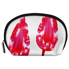 A Pair Of Red Leaves On A Black Background Accessory Pouch (large) by catchydesignhill