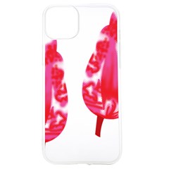 A Pair Of Red Leaves On A Black Background Iphone 15 Tpu Uv Print Case