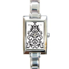 A Black And White Image Of An Ornate Design Rectangle Italian Charm Watch by catchydesignhill