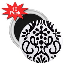 A Black And White Image Of An Ornate Design 2 25  Magnets (10 Pack)  by catchydesignhill