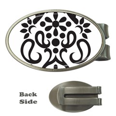 A Black And White Image Of An Ornate Design Money Clips (oval)  by catchydesignhill