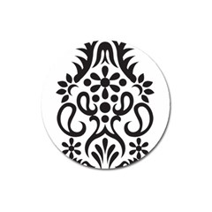 A Black And White Image Of An Ornate Design Magnet 3  (round) by catchydesignhill