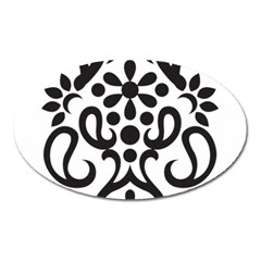 A Black And White Image Of An Ornate Design Oval Magnet by catchydesignhill