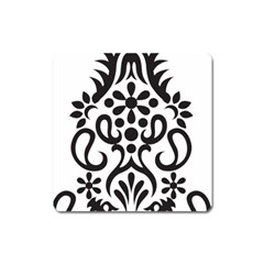 A Black And White Image Of An Ornate Design Square Magnet by catchydesignhill