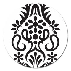 A Black And White Image Of An Ornate Design Magnet 5  (round) by catchydesignhill