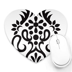 A Black And White Image Of An Ornate Design Heart Mousepad by catchydesignhill