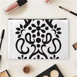 A Black And White Image Of An Ornate Design Cosmetic Bag (Large) Back