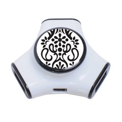 A Black And White Image Of An Ornate Design 3-port Usb Hub by catchydesignhill