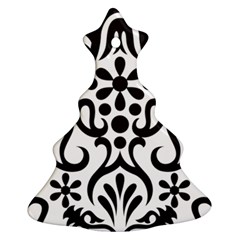 A Black And White Image Of An Ornate Design Christmas Tree Ornament (two Sides)