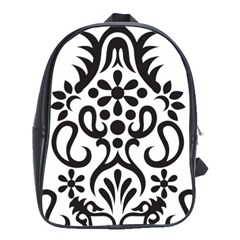 A Black And White Image Of An Ornate Design School Bag (xl) by catchydesignhill