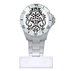 A Black And White Image Of An Ornate Design Plastic Nurses Watch by catchydesignhill