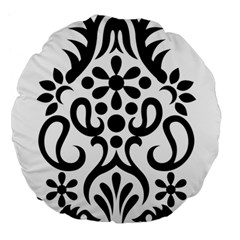 A Black And White Image Of An Ornate Design Large 18  Premium Flano Round Cushions by catchydesignhill