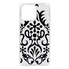 A Black And White Image Of An Ornate Design Iphone 14 Pro Max Tpu Uv Print Case by catchydesignhill