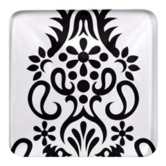 A Black And White Image Of An Ornate Design Square Glass Fridge Magnet (4 Pack) by catchydesignhill