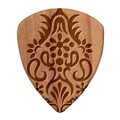 A Black And White Image Of An Ornate Design Wood Guitar Pick (set Of 10) by catchydesignhill