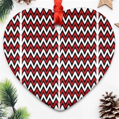 A Red And Black Zigzag Pattern On A White Background Ornament (heart)