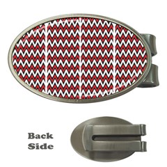 A Red And Black Zigzag Pattern On A White Background Money Clips (oval)  by catchydesignhill