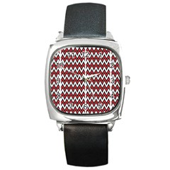 A Red And Black Zigzag Pattern On A White Background Square Metal Watch by catchydesignhill