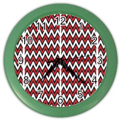 A Red And Black Zigzag Pattern On A White Background Color Wall Clock by catchydesignhill