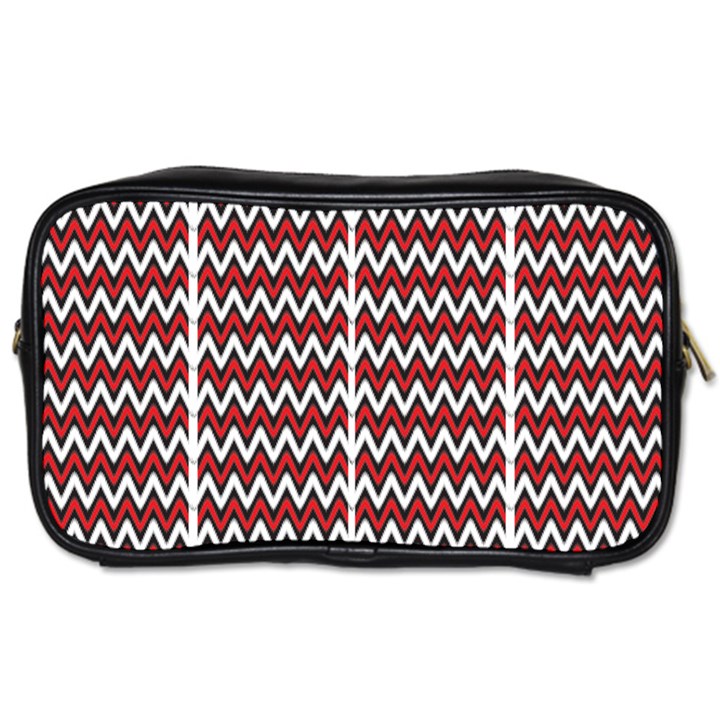 A Red And Black Zigzag Pattern On A White Background Toiletries Bag (Two Sides)