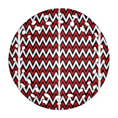 A Red And Black Zigzag Pattern On A White Background Ornament (round Filigree) by catchydesignhill