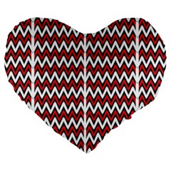 A Red And Black Zigzag Pattern On A White Background Large 19  Premium Heart Shape Cushions by catchydesignhill