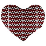 A Red And Black Zigzag Pattern On A White Background Large 19  Premium Heart Shape Cushions Front