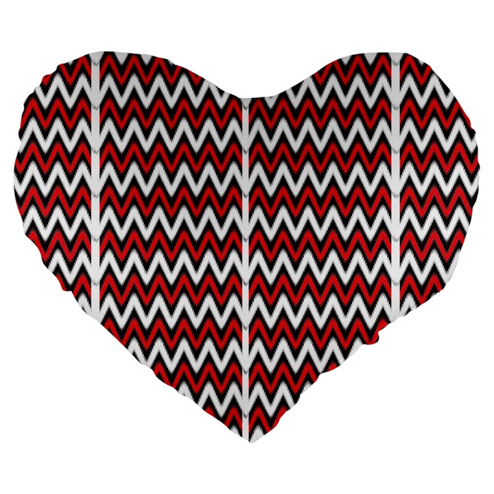 A Red And Black Zigzag Pattern On A White Background Large 19  Premium Heart Shape Cushions