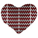 A Red And Black Zigzag Pattern On A White Background Large 19  Premium Heart Shape Cushions Back