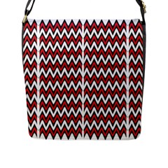 A Red And Black Zigzag Pattern On A White Background Flap Closure Messenger Bag (l) by catchydesignhill