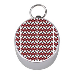 A Red And Black Zigzag Pattern On A White Background Mini Silver Compasses by catchydesignhill