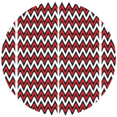 A Red And Black Zigzag Pattern On A White Background Wooden Puzzle Round by catchydesignhill