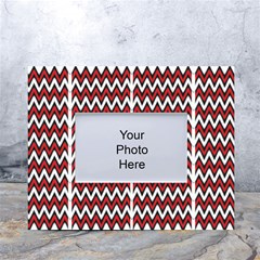 A Red And Black Zigzag Pattern On A White Background White Tabletop Photo Frame 4 x6  by catchydesignhill