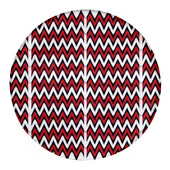 A Red And Black Zigzag Pattern On A White Background Round Glass Fridge Magnet (4 Pack) by catchydesignhill