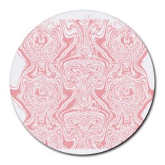 A Pink And White Abstract Design On A White Background Round Mousepad by catchydesignhill