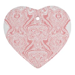 A Pink And White Abstract Design On A White Background Ornament (heart) by catchydesignhill