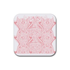 A Pink And White Abstract Design On A White Background Rubber Coaster (square) by catchydesignhill