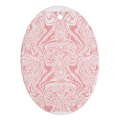 A Pink And White Abstract Design On A White Background Oval Ornament (two Sides) by catchydesignhill