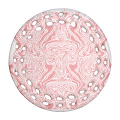 A Pink And White Abstract Design On A White Background Round Filigree Ornament (two Sides) by catchydesignhill