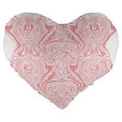 A Pink And White Abstract Design On A White Background Large 19  Premium Heart Shape Cushions by catchydesignhill