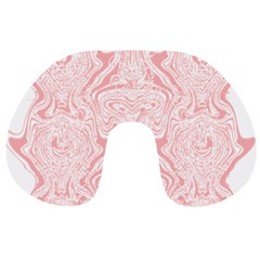 A Pink And White Abstract Design On A White Background Travel Neck Pillow by catchydesignhill