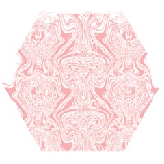 A Pink And White Abstract Design On A White Background Wooden Puzzle Hexagon by catchydesignhill