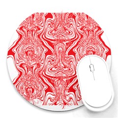 A Red And White Image Of A Pattern On A White Background Round Mousepad by catchydesignhill